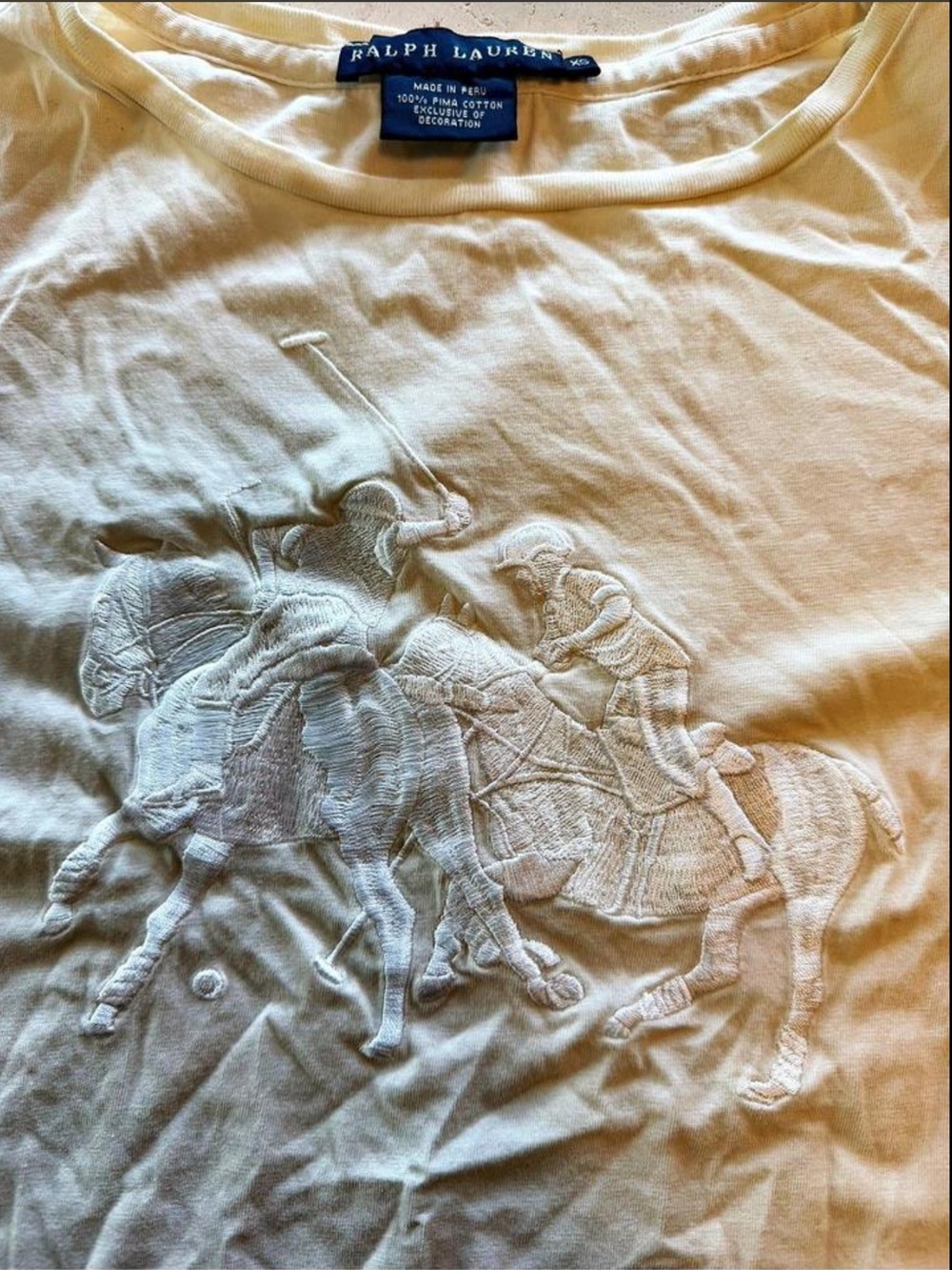 Ralph Lauren Cream Embroidered Polo Player Tee